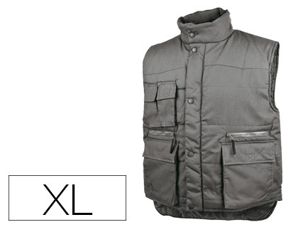 DELTAPLUS - CHALECO MULTIBOLSILLOS CON CREMALLERA CINTURA ELASTICA PROTEGE RIÑONES COLOR GRIS TALLA XL (Ref.SIERRGR-XG)