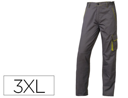DELTAPLUS - PANTALON DE TRABAJO CINTURA AJUSTABLE 5 BOLSILLOS COLOR GRIS VERDE TALLA 3XL (Ref.M6PANGR-3X)
