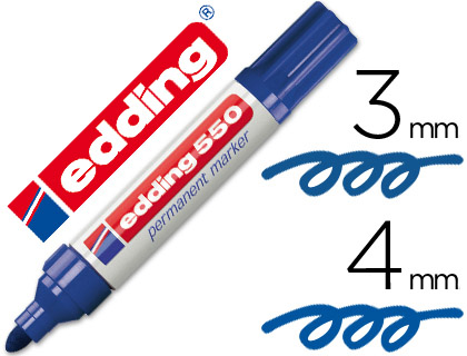 EDDING - Marcador permanente recargable 550 Trazo 3 - 4 mm Azul Punta cónica (Ref.550-03)
