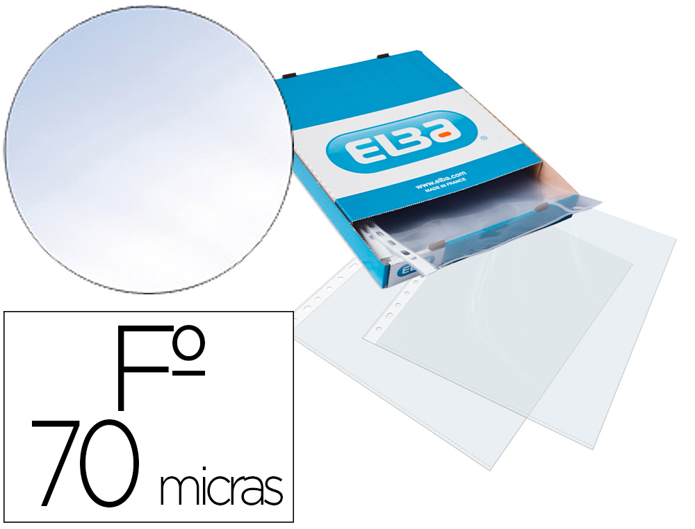 ELBA - Pack 100 FUNDAS PP FORMATO FOLIO CALIDAD STANDAR 70 MICRAS CRISTAL 16T (Ref.400005366)