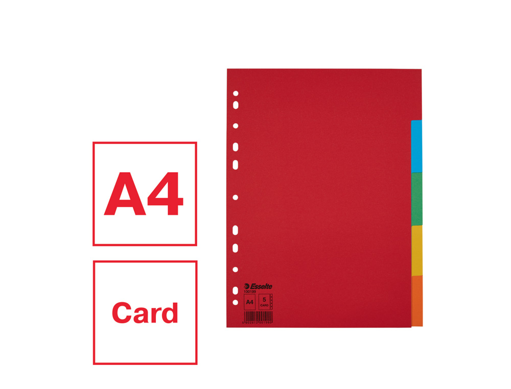ESSELTE - Separadores 5 posiciones A4 Cartón (Ref.100199)