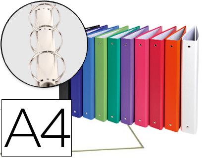 EXACOMPTA - CARPETA DE 4 ANILLAS 30MM REDONDAS A4 Cartón FORRADO COLORES SURTIDOS (Ref.51330E)