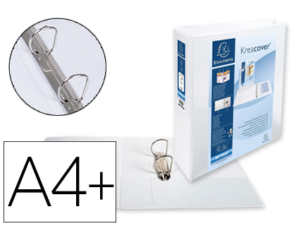 EXACOMPTA - Carpeta anillas Krea Cover A4+ 2-50 MM Blanco Personalizable (Ref.51824E)