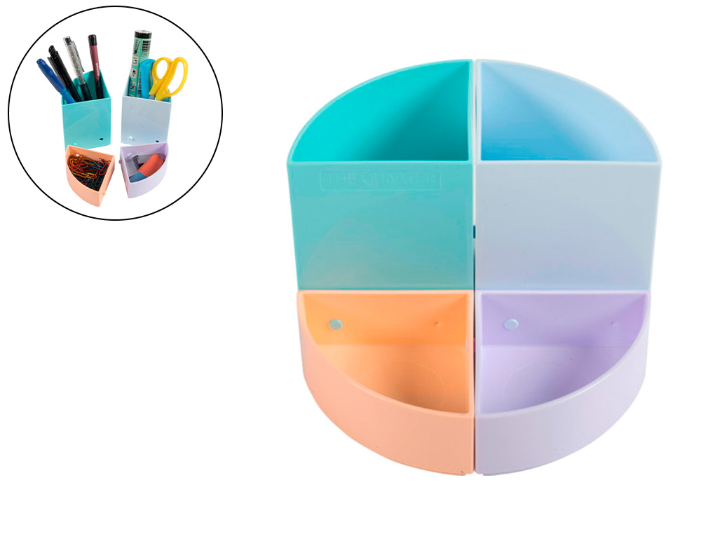 EXACOMPTA - Cubilete portalapices aquarel the quarter modulable colores pastel 120x120x83 mm (Ref. 682296D)