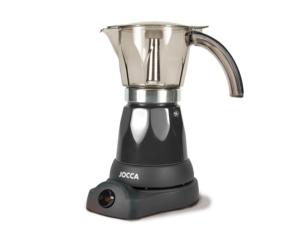 JOCCA - Cafetera italiana electrica capacidad 6 tazas jarra transparente sin cables 220-240v color negro (Ref. 5449N)