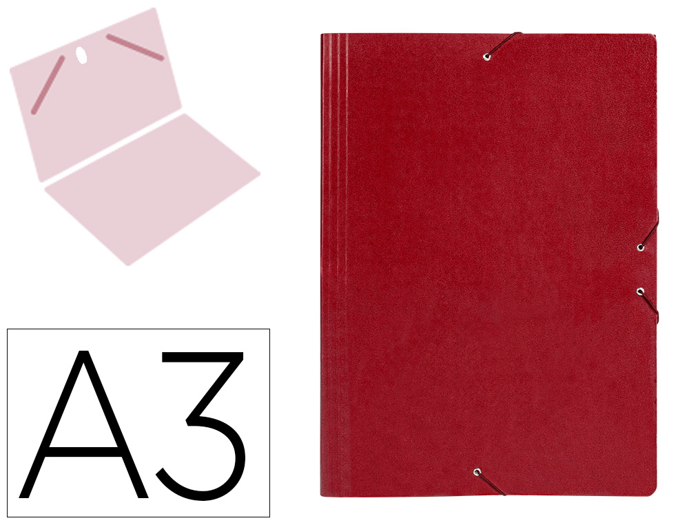 LIDERPAPEL - CARPETA PLANOS A3 Cartón GOFRADO N 12 ROJO (Ref.CG31)