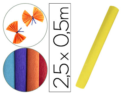 LIDERPAPEL - PAPEL CRESPON ROLLO DE 50 CM X 2,5 M 85G/M2 AMARILLO (Ref.CP31)