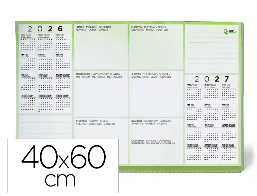 LIDERPAPEL - PLANNING SOBREMESA SEMANAL 40X60 CM 80 GR 60 HOJAS (Ref.PN01)