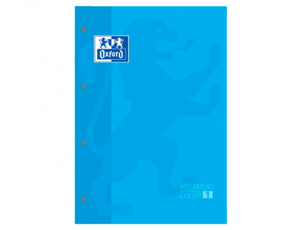 OXFORD - Recambio de papel 80h A4 Cuadricula 5x5 Recuadro Turquesa (Ref.400028274)