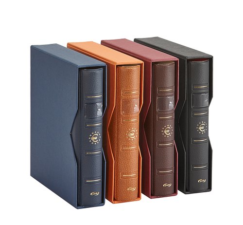 PARDO - Albums monedas 4 anillas 240X215X50 Negra Simil piel Con cajetin (Ref.170001)