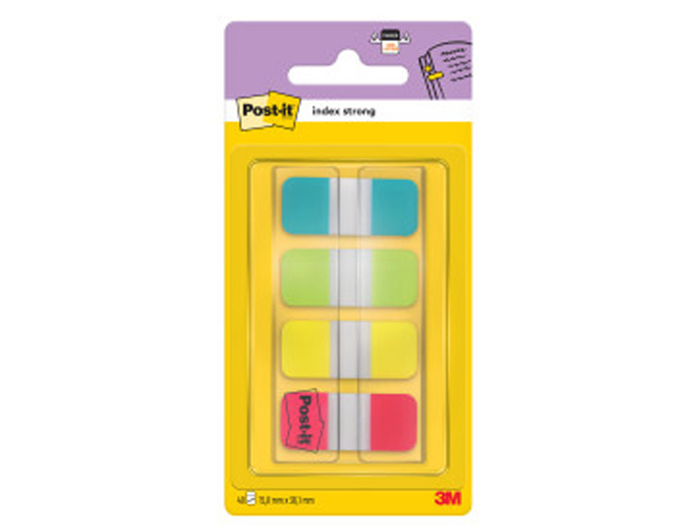 POST-IT - Index RIGIDO MINI, DISPENSADOR ROJO, AMARILLO, LIMA, AZUL FUNDA 4X10 676-ALYR-EU (Ref.70005276285)