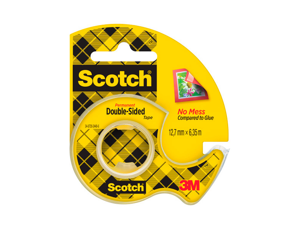 SCOTCH - Cinta adhesiva doble cara Doble cara 12mm x 6m con portarrollos 70016072798 (Ref.70005232916)