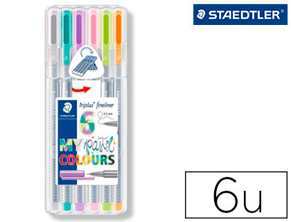 STAEDTLER - ROTULADOR TRIPLUS FINELINER MY PASTEL ESTUCHE DE 6 UNIDADES COLORES SURTIDOS (Ref.334 SB6CS1)