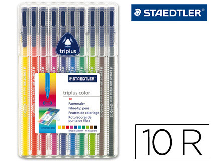 STAEDTLER - Rotuladores Triplus Color 323 Estuche 10 ud Punta Fibra (Ref.323 SB10)
