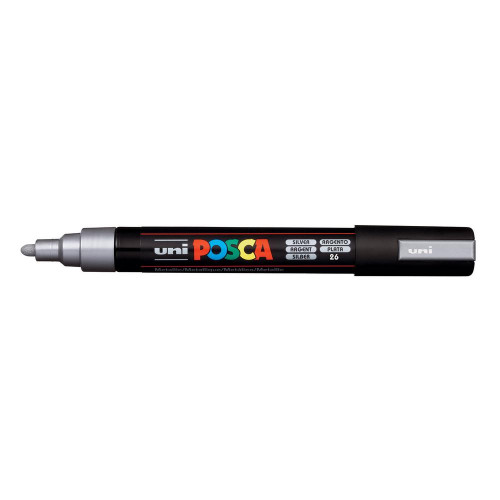 UNI-BALL - Marcador permanente PC-5M Uni Posca punta de 1,8-2,5 mm. No permanente Plata (Ref.176453000)