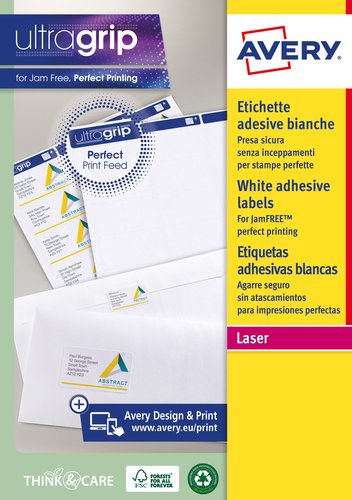 AVERY - Etiquetas laser QuickPEEL Caja 100 hojas 1400ud 99,1x38,1 (Ref.L7163-100)