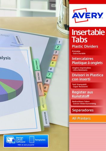 AVERY - Funda Con pestañas personalizables A4 12 posiciones 0562450 (Ref.5624501)