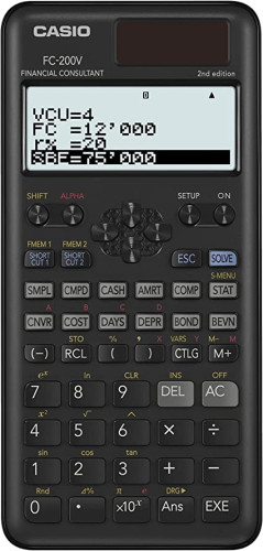 CASIO - Calculadora Financiera Financiera 12 digitos Solar y pila (Ref.FC-200)