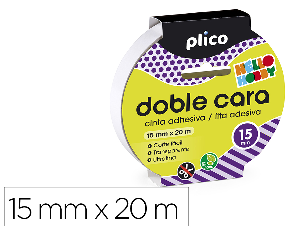 CINTA ADHESIVA PLICO DOBLE CARA 15MM X 20MT (Ref.13312)