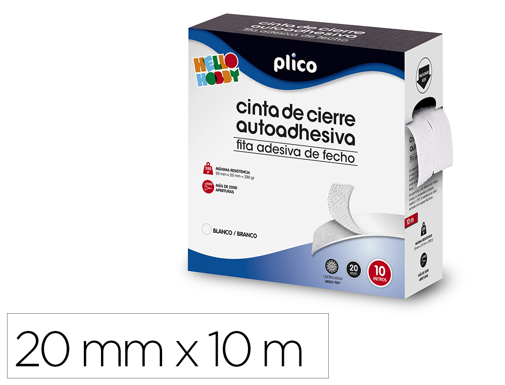 CINTA DE CIERRE ADHESIVA PLICO VELCRO BLANCO 20MM X 10M (Ref.13330)