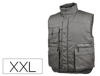DELTAPLUS - CHALECO MULTIBOLSILLOS CON CREMALLERA CINTURA ELASTICA PROTEGE RIÑONES COLOR GRIS TALLA XXL (Ref.SIERRGR-XX)