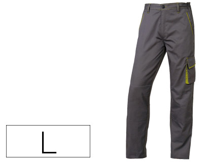 DELTAPLUS - PANTALON DE TRABAJO CINTURA AJUSTABLE 5 BOLSILLOS COLOR GRIS VERDE TALLA L TALLA L (Ref.M6PANGR-GT)