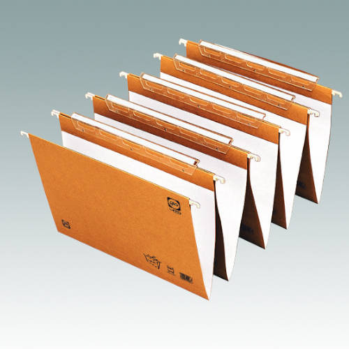 GIO - Carpeta colgante Master caja 25ud A4 Lomo V Kraft bicolor Visor superior largo (Ref.400047713)