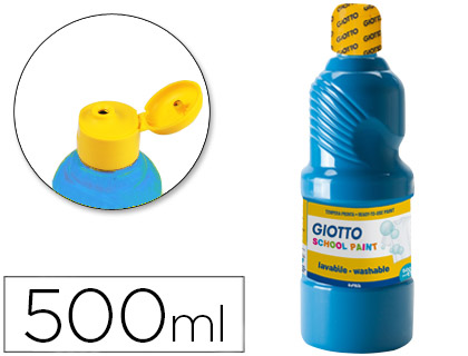 GIOTTO - Témpera LAVABLE BOTELLA 500 ML. COLOR CYAN (Ref.535315)