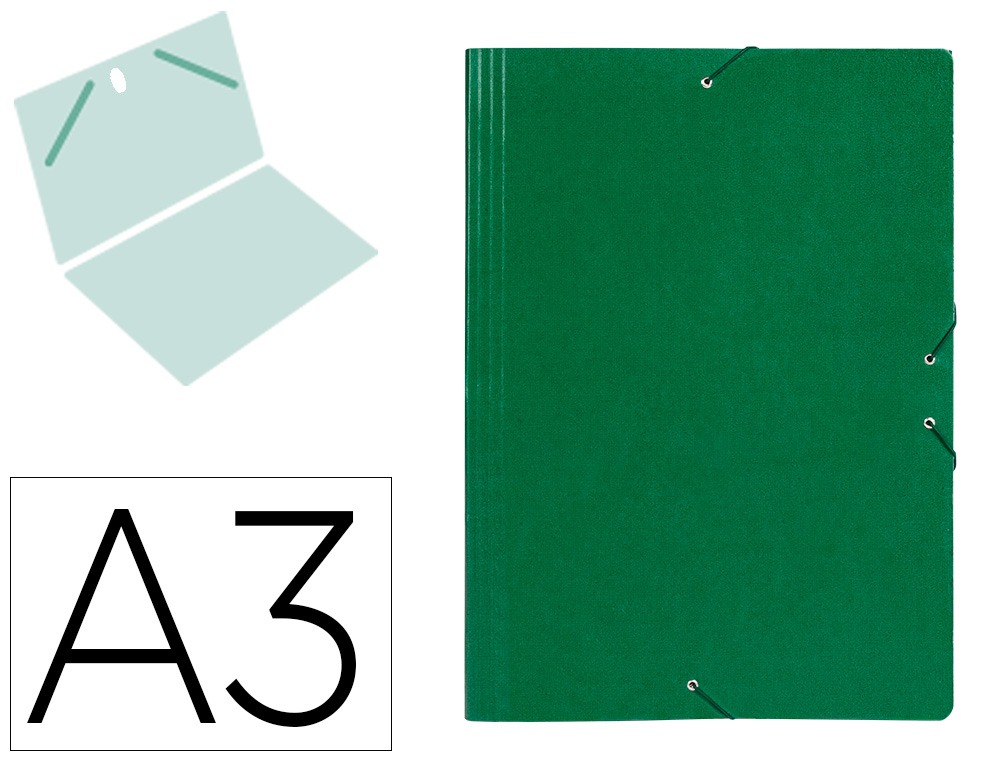 LIDERPAPEL - CARPETA PLANOS A3 Cartón GOFRADO N 12 VERDE (Ref.CG32)