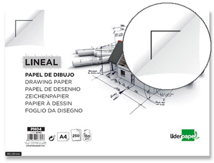 LIDERPAPEL - PAPEL DIBUJO 210X297MM 150G/M2 CON CAJETIN (Ref.PH04)