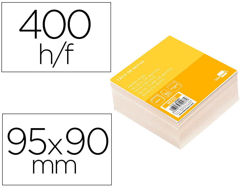 LIDERPAPEL - TACO SIN ENCOLAR 95 X 90 X 40MM BLANCO (Ref.MT01)