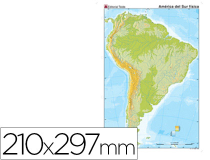 MAPA MUDO COLOR DIN A4 AMERICA SUR FISICO 