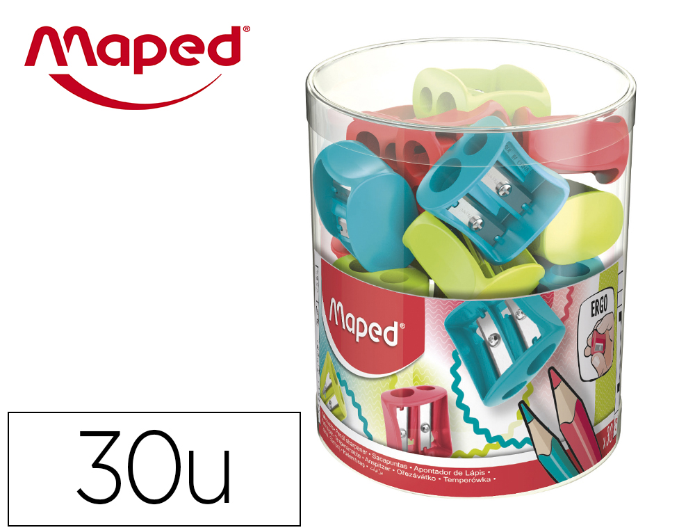 MAPED - Sacapuntas/Afilalapices plastico vivo 2 usos colores surtidos (Ref. 062511)