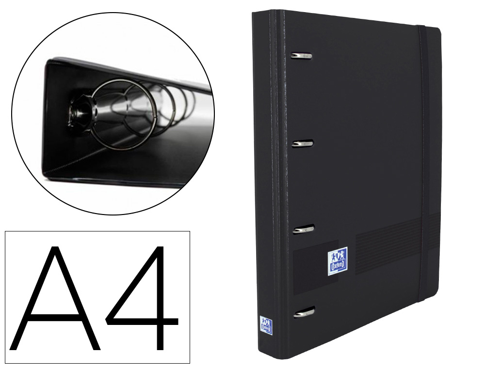 OXFORD - Carpeta con recambio europeanbinder polyfoam 4 anillas 35 mm din a4+ tapa extradura con gomilla negra (Ref. 400119071)