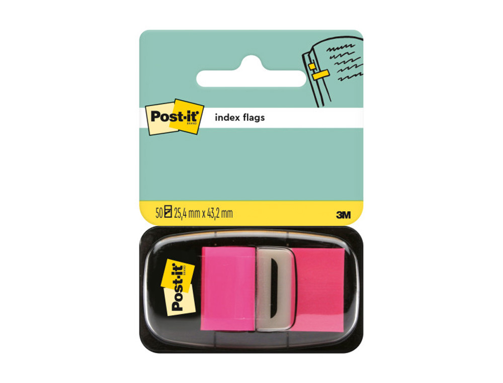 POST-IT - Indices adhesivos Index Dispensador 50 ud 25,4x43,1 Rosa vivo (Ref.70071392743)