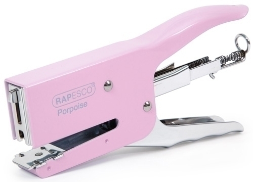 RAPESCO - Tenaza Porpoise metálica. Color rosa, hasta 40 hojas de capacidad. (Ref.1345)