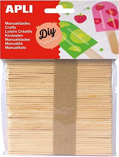APLI - Bolsa 50 PALOS MADERA 114X10MM. COLOR NATURAL (Ref.13063)
