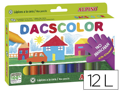 DACS - Estuche Ceras Colores surtidos 12 ud No manchan (Ref.DC050290)