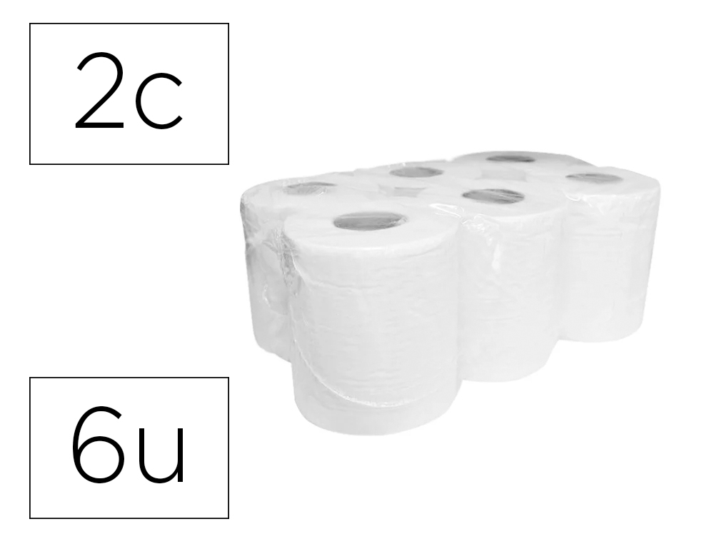 DAHI - Papel secamanos 2 capas celulosa gofrada 195 mm x 145 mt paquete de 6 rollos (Ref. DJQ44126)