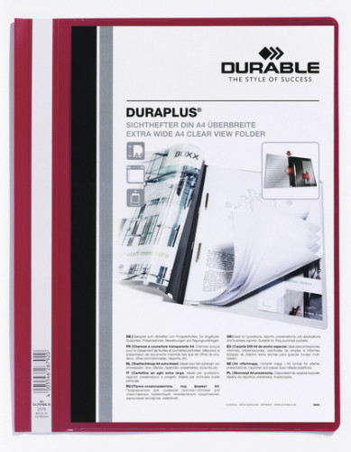 DURABLE - Dossiers Duraplus A4 Fastener metalico Rojo PVC (Ref.2579-03)