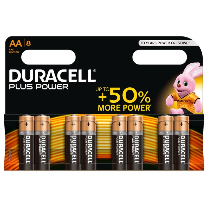 DURACELL - Pilas Alcalinas Plus Power Pack 8 ud AA LR06 (Ref.394017764)