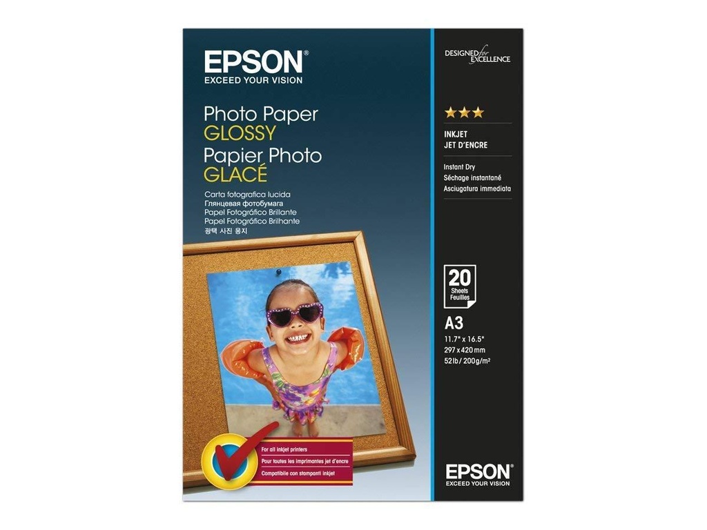 EPSON - Papel inkjet 20 hojas A3 Brillo (Ref.C13S042536)