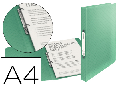 ESSELTE - CARPETA 2 ANILLAS 25 MM DIN A4 COLOUR ICE POLIPROPILENO COLOR VERDE (Ref.626243)