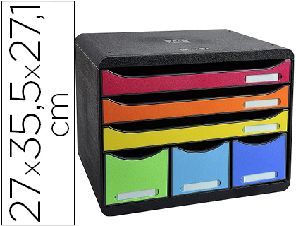 EXACOMPTA - FICHERO CAJONES SOBREMESA IDERAMA ARLEQUIN 6 CAJONES MULTICOLORES 270X355X271 MM (Ref.306798D)