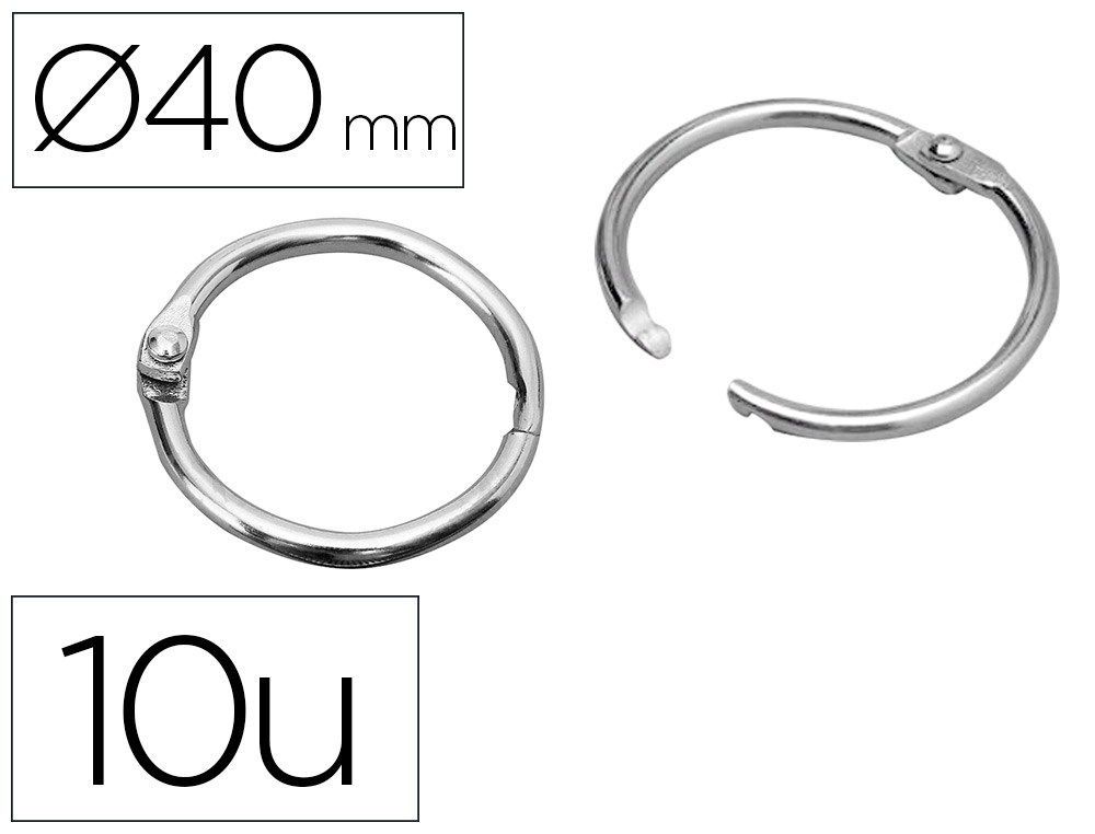 LIDERPAPEL - ANILLAS BISAGRA NIQUELADAS N.4 DIAMETRO 38 MM -CAJA DE 20 ANILLAS (Ref.AN04)