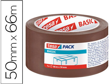 TESA - CINTA ADHESIVA MARRON BASIC 66 MT X 50 MM PARA EMBALAJE (Ref.58571-00000-00)