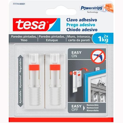 TESA - Clavo Adhesivo Ajustable hasta 1Kg para Pared Pintada (Ref.777740000100)