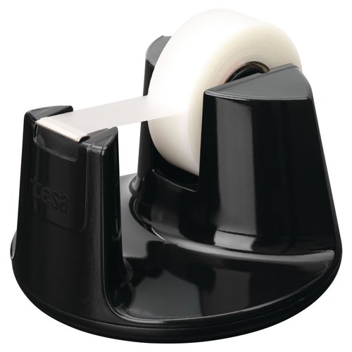 TESA - PORTARROLLO SOBREMESA PLASTICO REDONDO NEGRO PARA ROLLOS DE HASTA 33MX19MM (Ref.53828-00000-00)