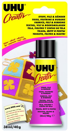UHU - Creativo TEJIDOS Y FIELTRO Adhesivo rápido para tejidos y fieltro.Sin disolventes.38ML (Ref.62932)