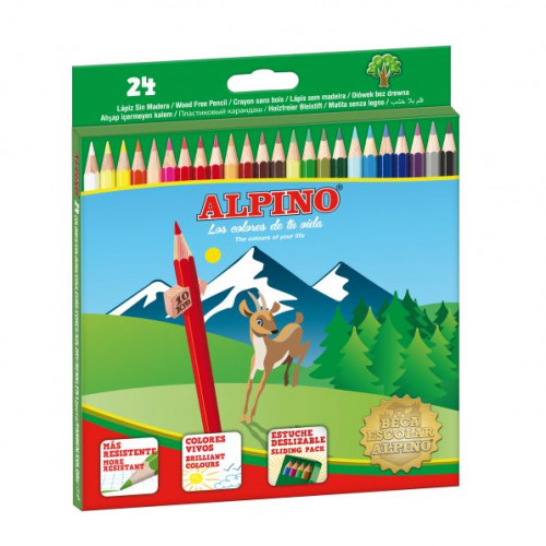 ALPINO - Estuche lapices Colores surtidos 24 ud Sacapuntas/Afilalapices incluido (Ref.AL010658)
